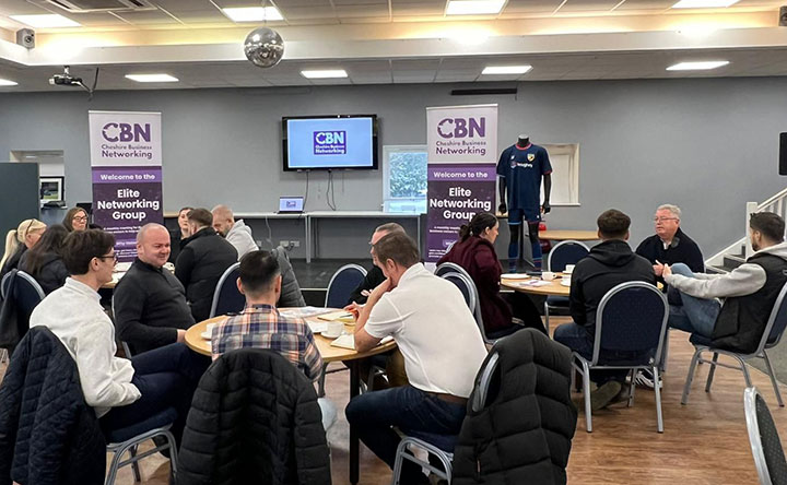 Cheshire Business Networking - showing the Nantwich group held at Nantwich Town Football Club every third Tuesday of every month between 10am and 12pm